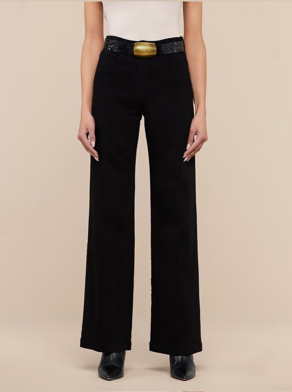 L'Agence Scottie Wide Leg Jean Black 26 Classic Stretch $255